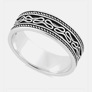 Sterling Silver Scribble Band Ring